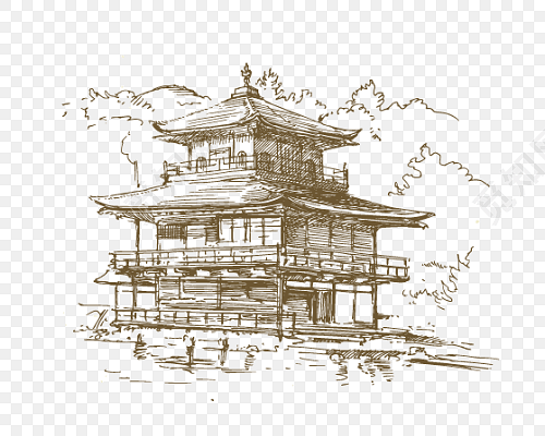 手绘中国风建筑插画