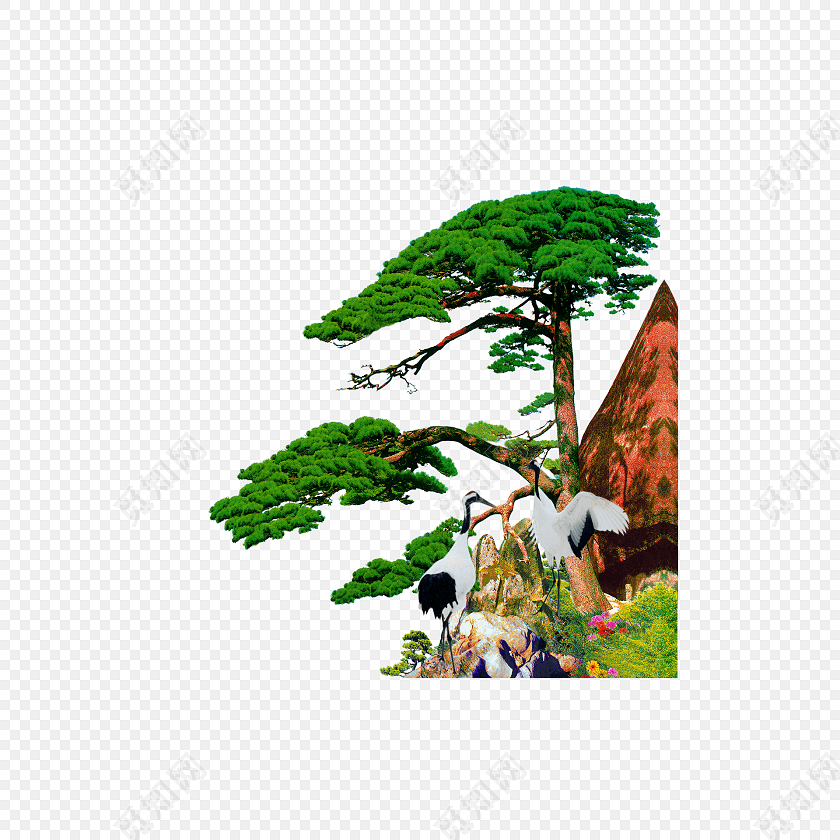 青松白鹤素材