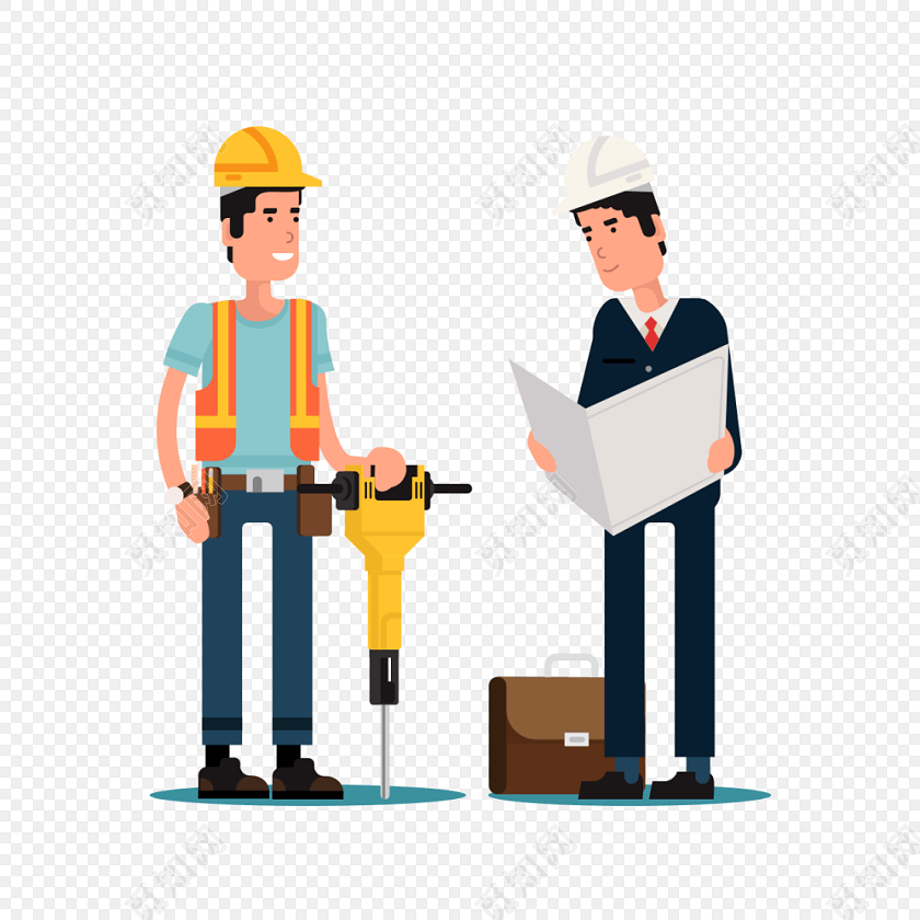 卡通施工人员和工程师免抠素材