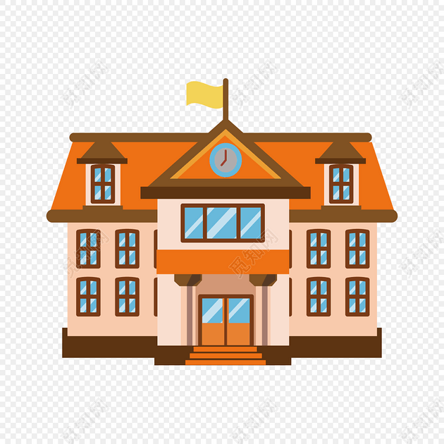 卡通学校建筑矢量图设计素材