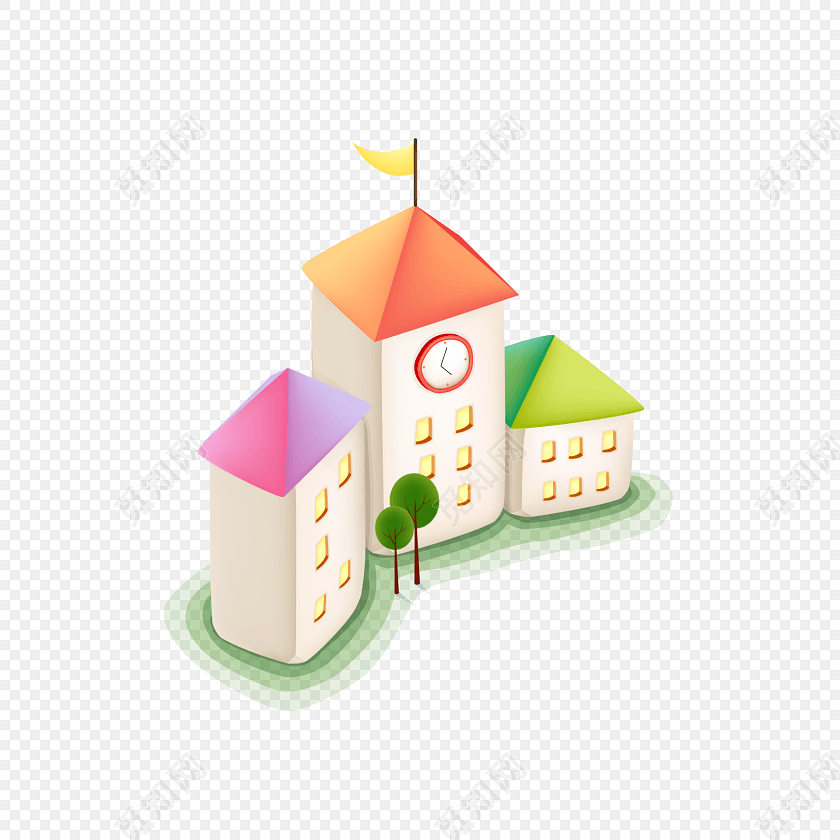 清新卡通学校建筑矢量素材