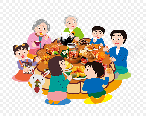 中秋节幸福家庭团圆团聚卡通素材