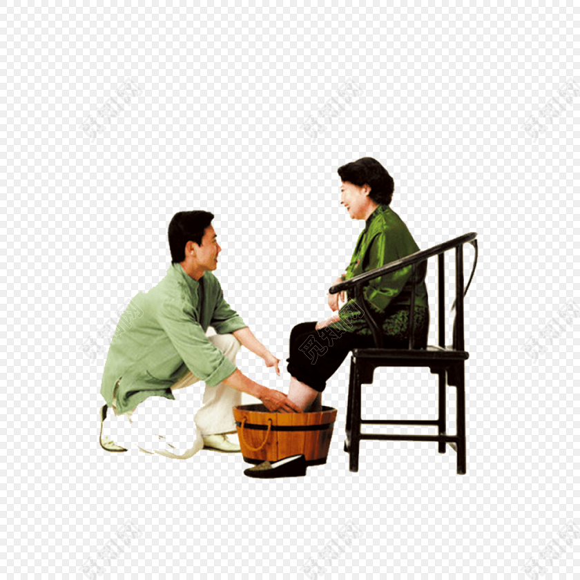 给妈妈洗脚免抠素材