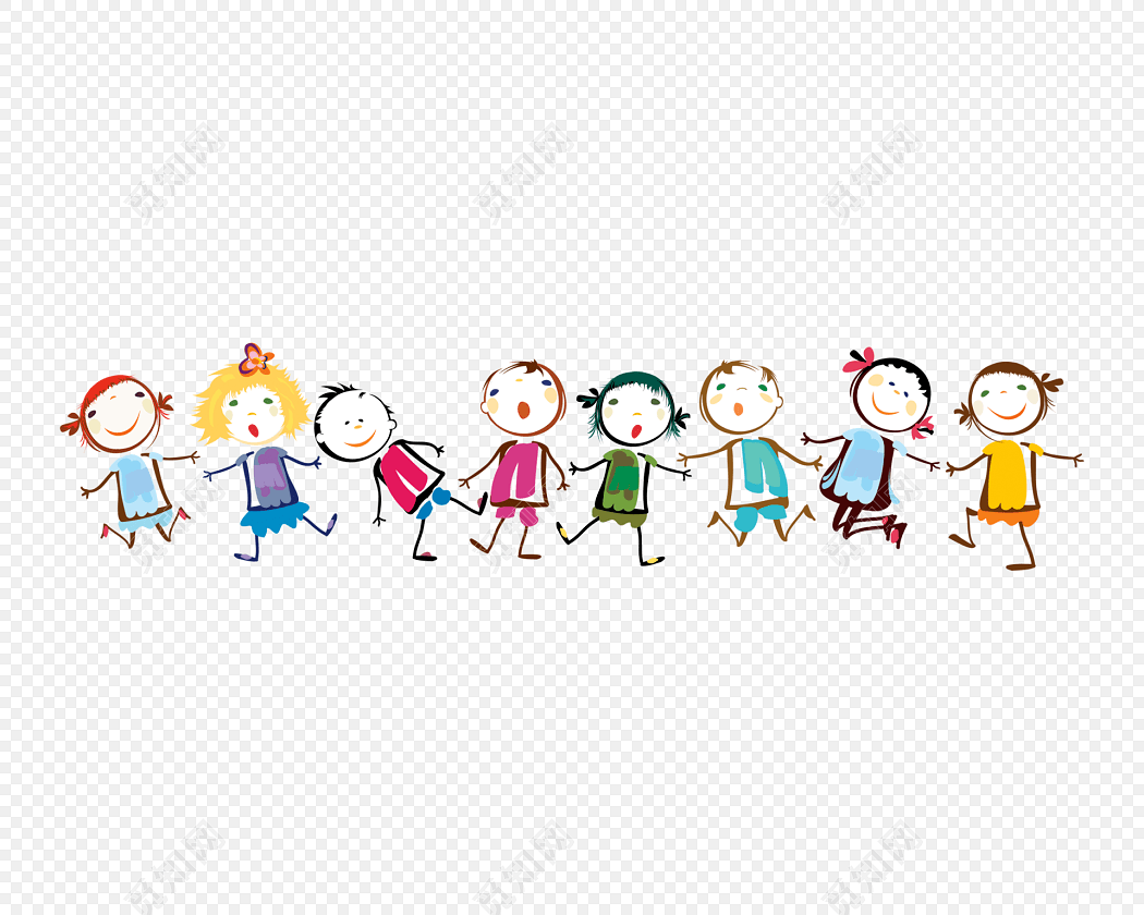 手牽手過節的孩子們AI圖案素材免費下載，可愛卡通圖片，尺寸3473 × 2778px - Lovepik