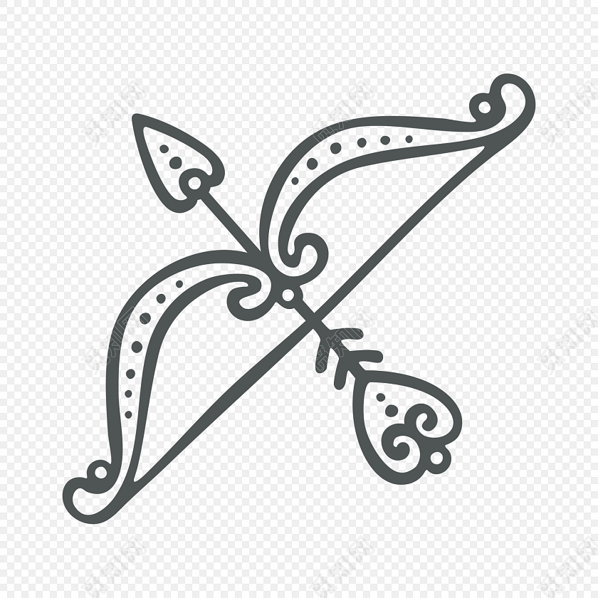 黑色线描弓箭手账装饰设计素材