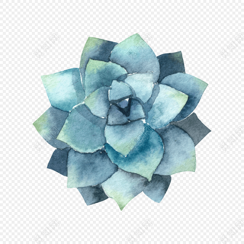 蓝绿色花盛开矢量素材