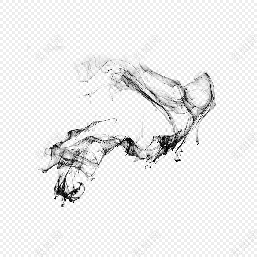 水墨飞散的烟雾水墨泼墨素材