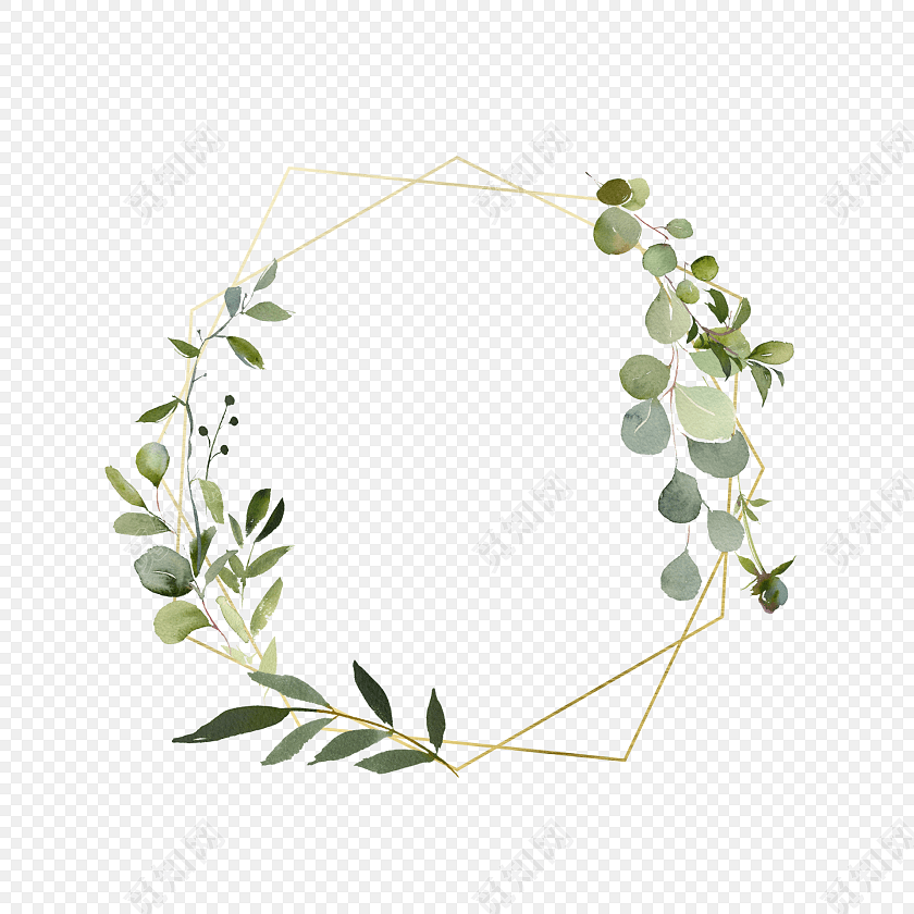 手绘水彩花环素材