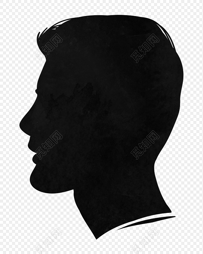 卡通黑色人头剪影