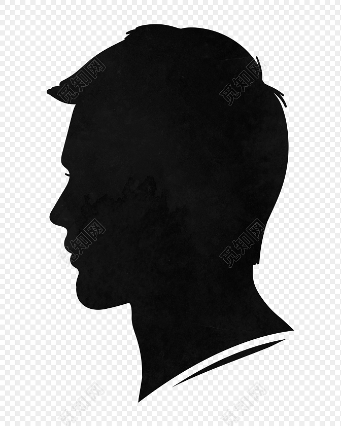 卡通黑色人头剪影