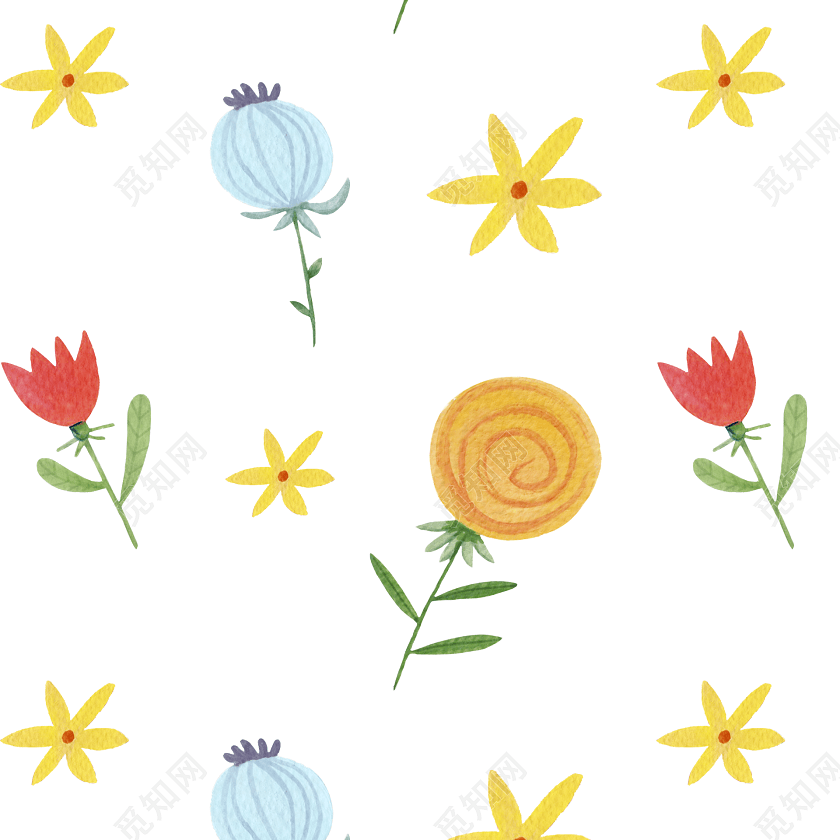 彩色手绘花卉包装纸图案