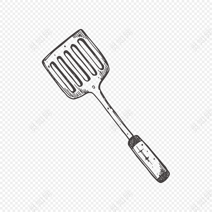 下载png png素材 手绘黑白镂空锅铲设计素材标签:水彩 免抠素材 卡通
