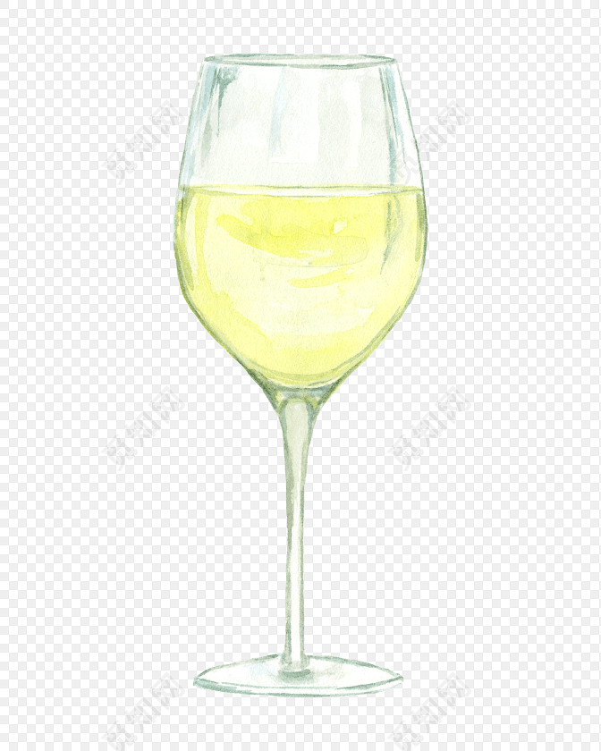 手绘水彩酒杯素材