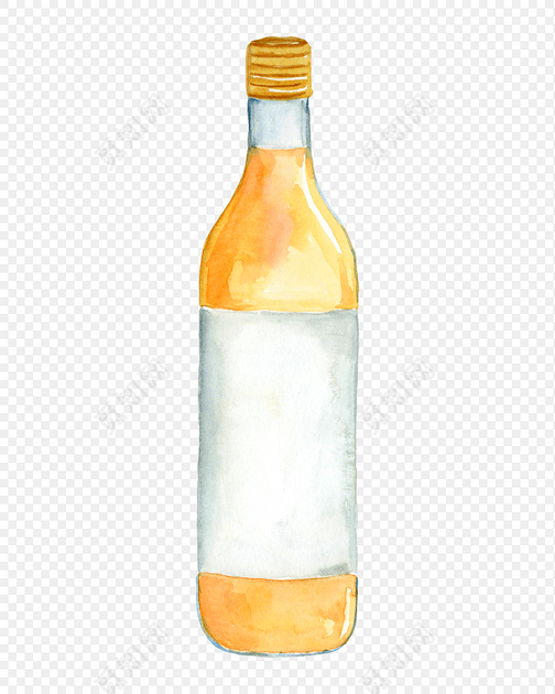 手绘水彩酒瓶素材