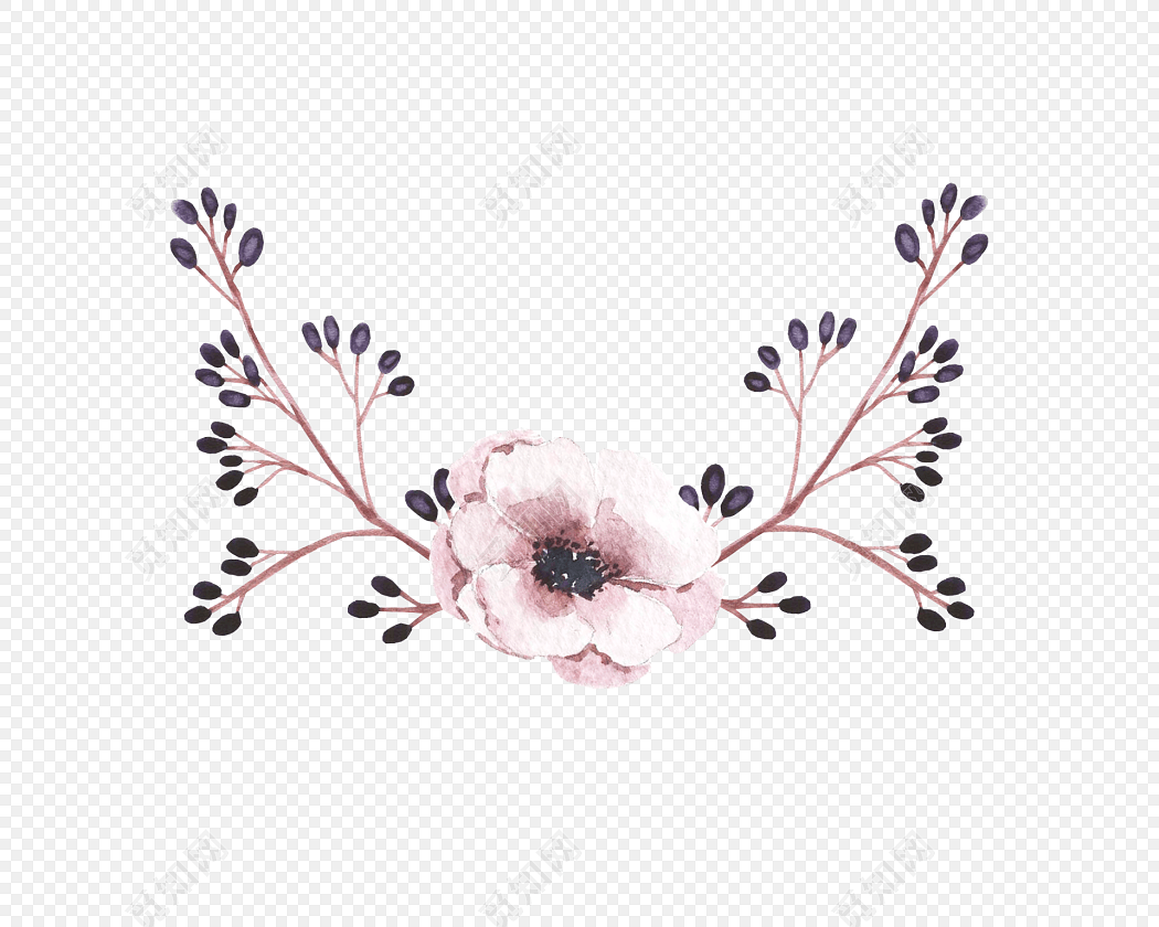 水彩绘画花朵元素素材