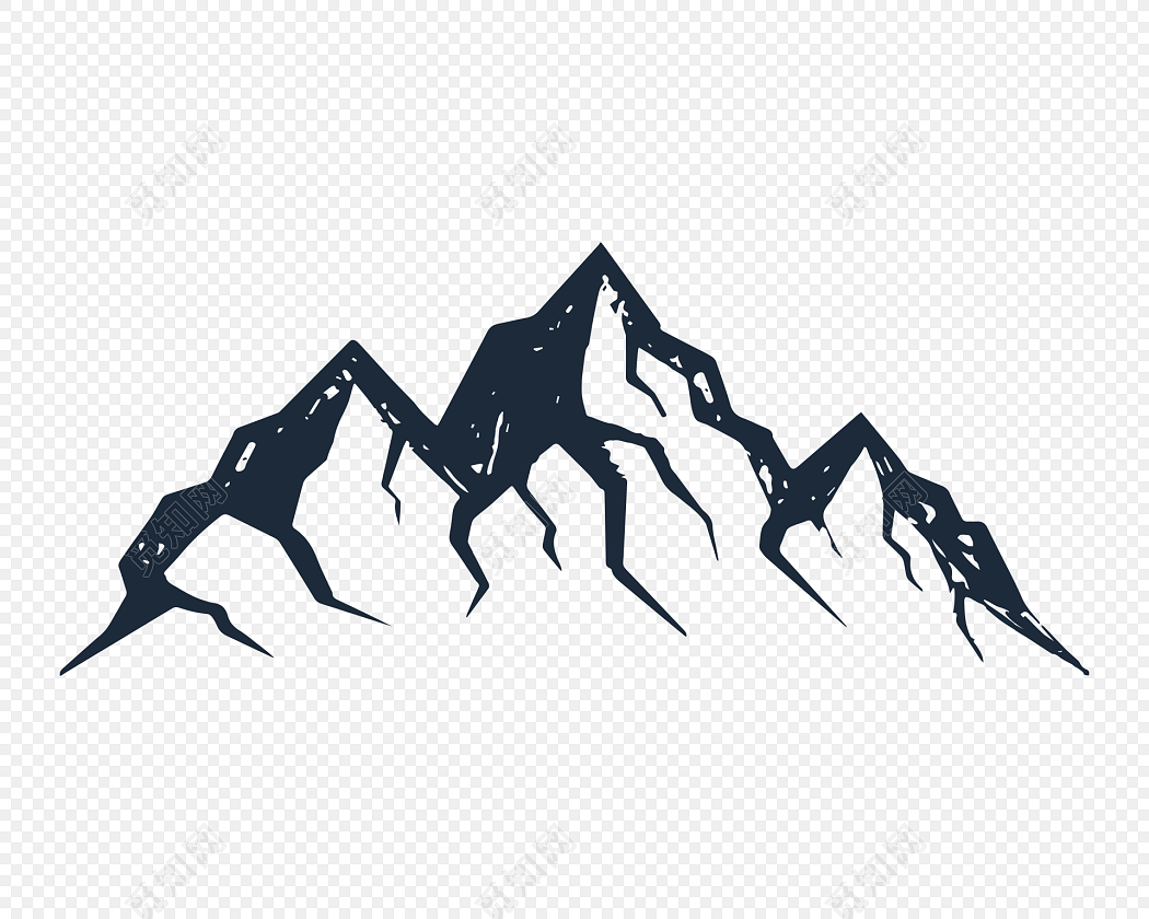 黑白水墨绘画山峰素材