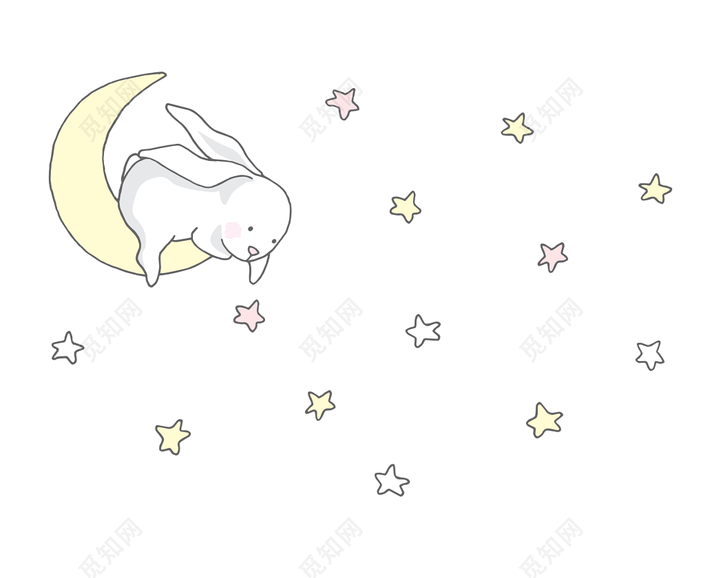 趴在月亮上面摘星星的小白兔设计素材标签:动物实物 免抠素材 兔子
