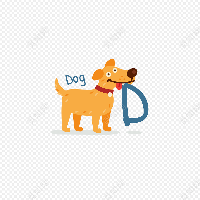 手绘小狗字母d设计素材