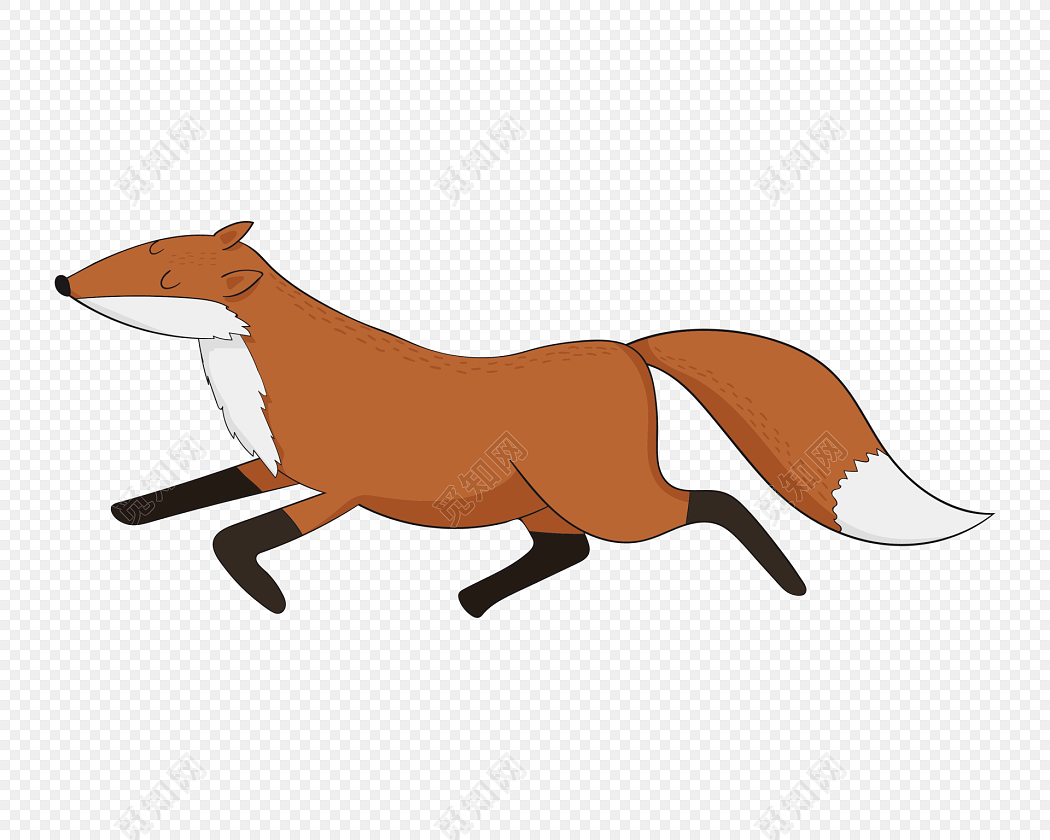 卡通奔跑的狐狸矢量元素