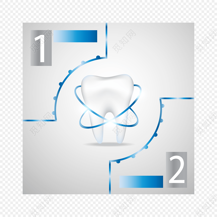 数字12蓝色牙齿口腔矢量图素材