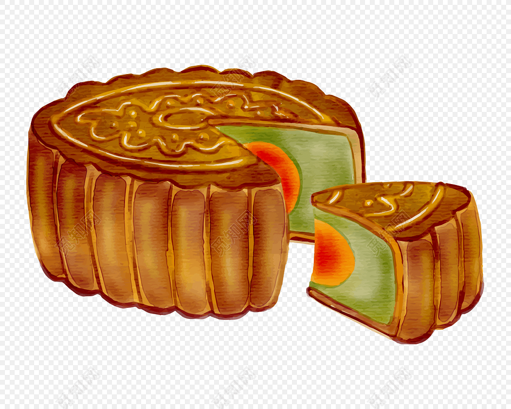 手绘蛋黄月饼设计素材