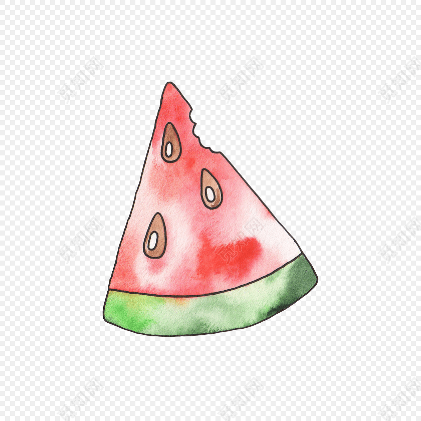 水彩水墨西瓜绘画素材