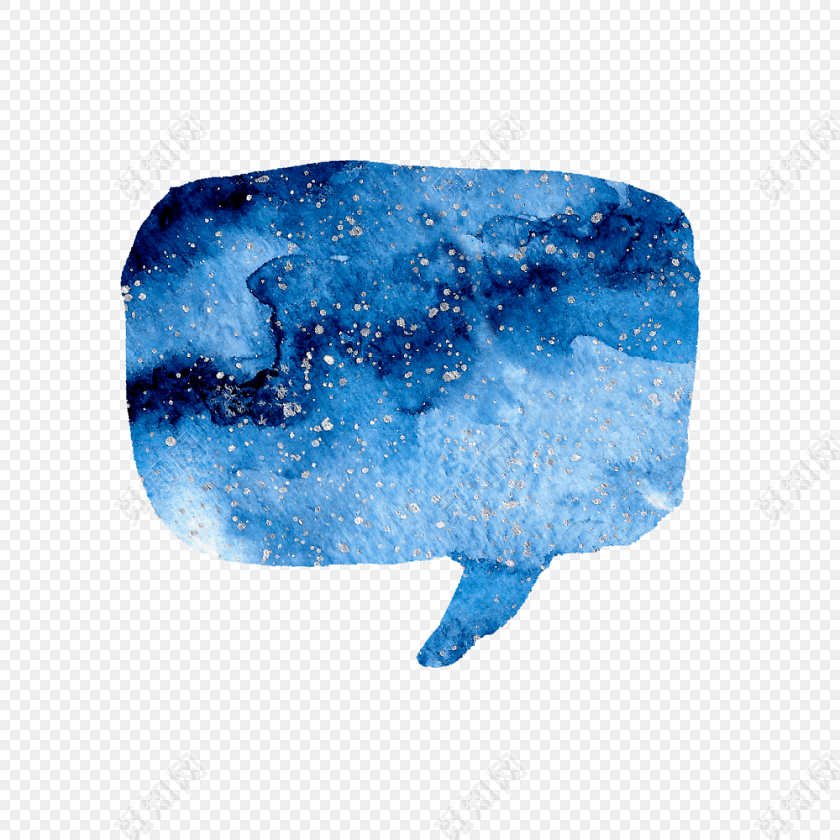 水彩水墨蓝色晕染星空绘画素材
