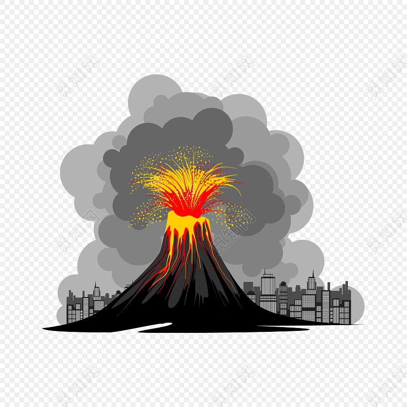 火山喷发灾害矢量素材