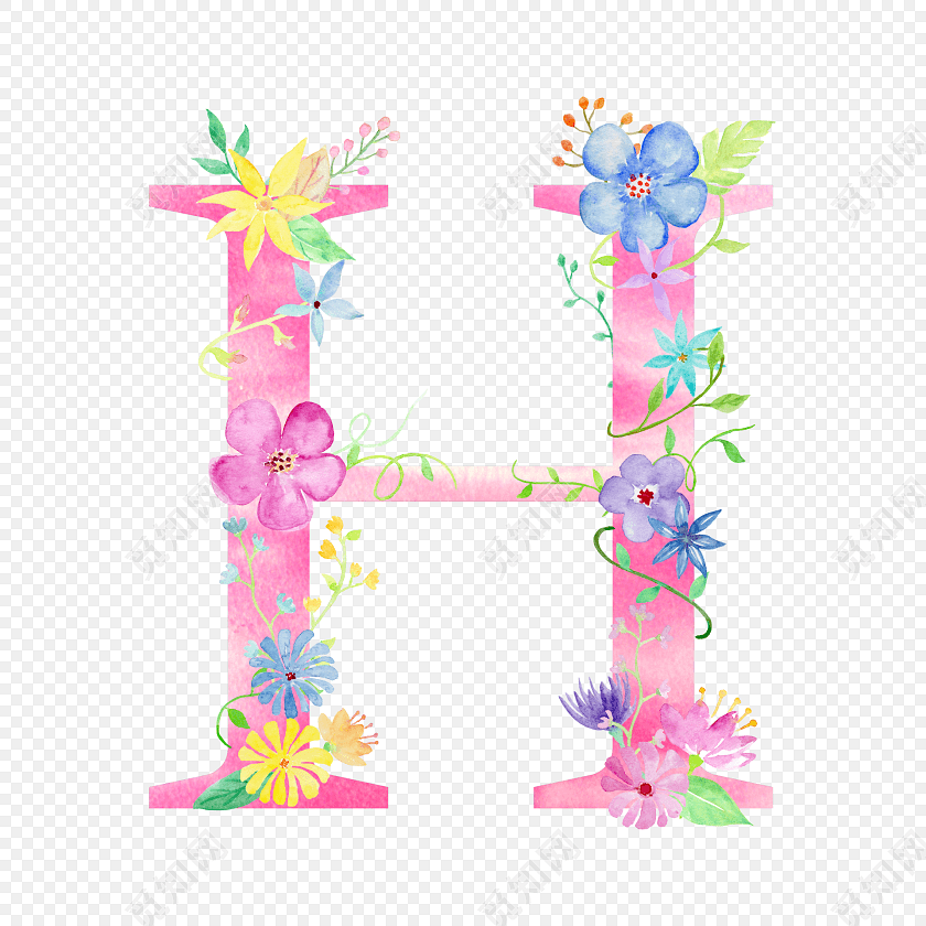 彩色花字母h素材