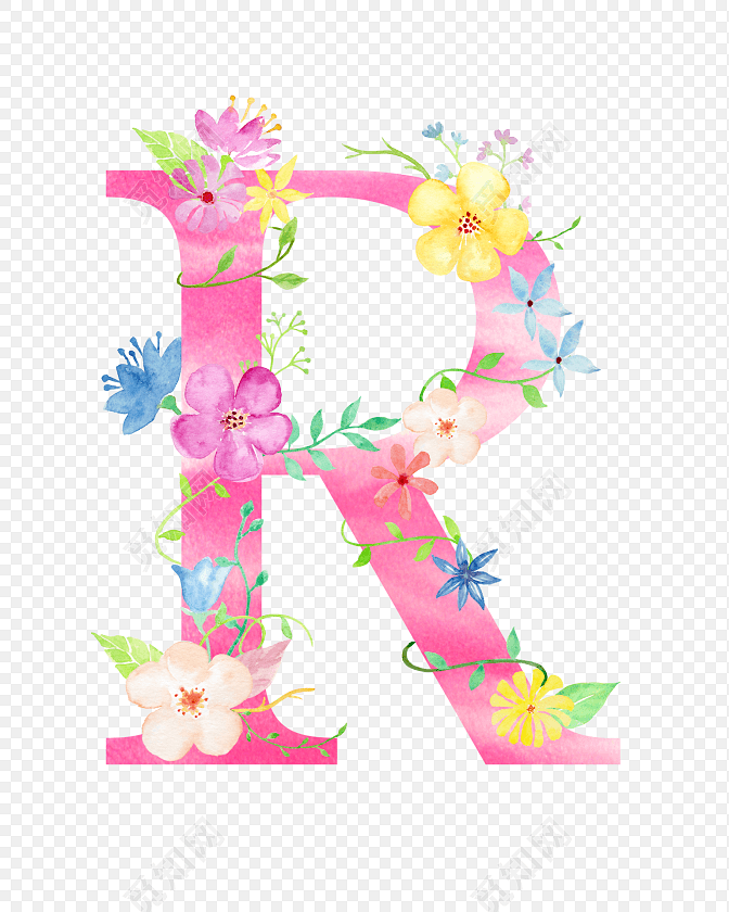 彩色花字母r素材