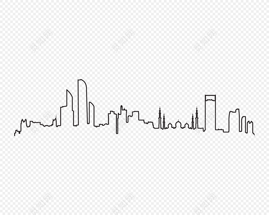 手绘城市剪影