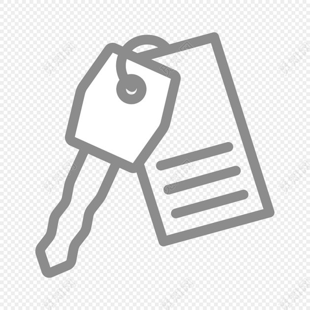 灰色线条卡通汽车钥匙图标