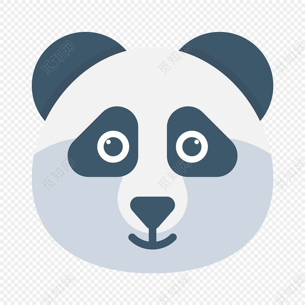蓝灰色卡通动物园熊猫图标