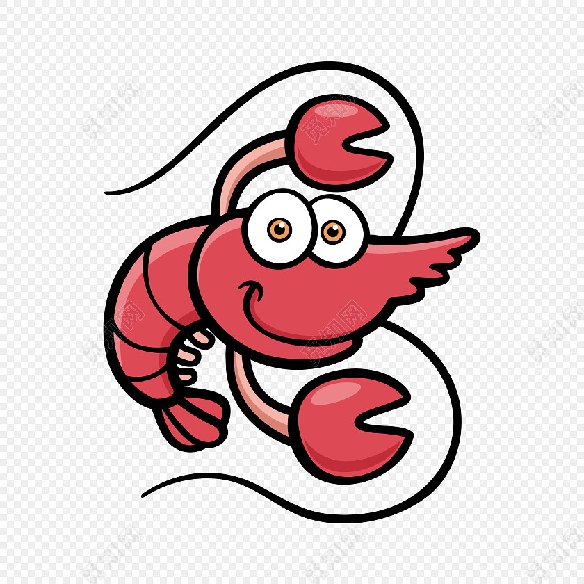 可爱卡通海洋生物龙虾素材