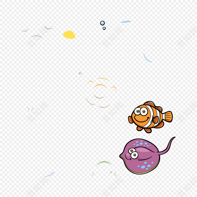 可爱卡通海洋生物小丑鱼素材