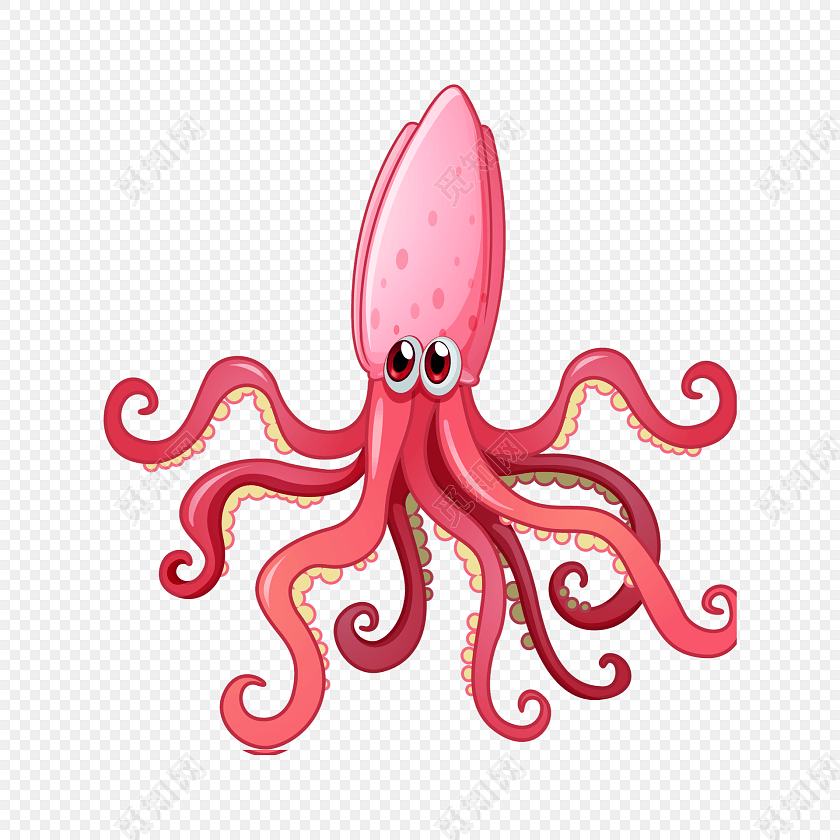 可爱卡通海洋生物乌贼素材