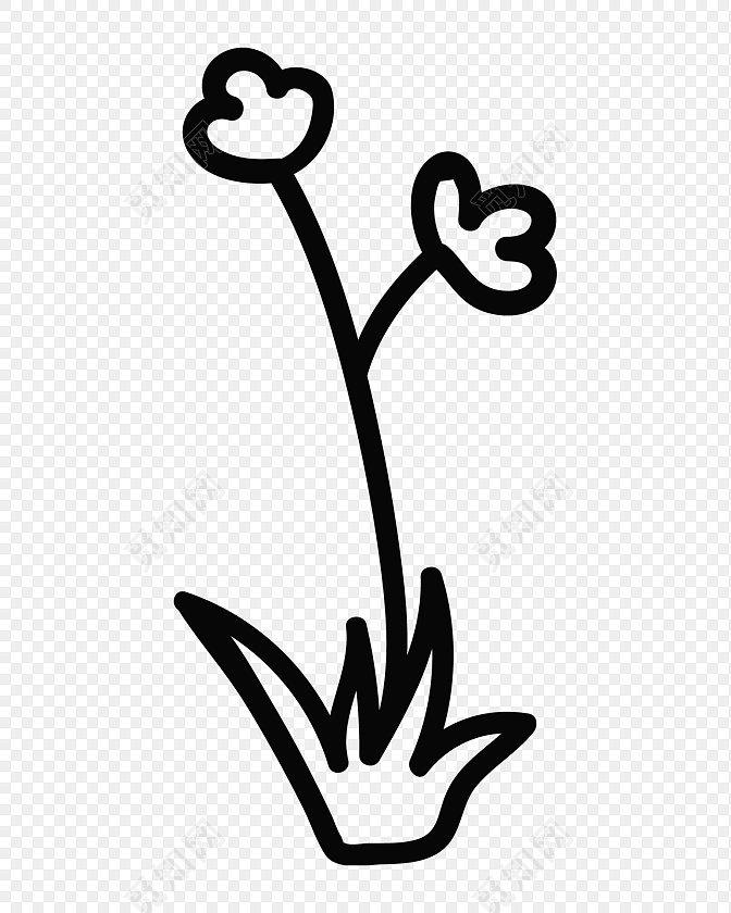 卡通花草简笔画素材