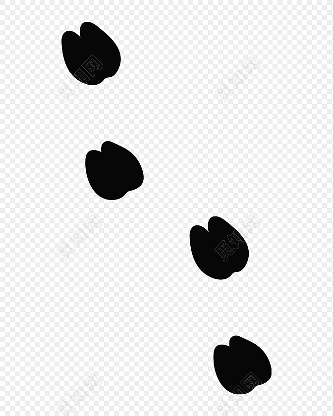 卡通羊驼脚印黑白简笔画素材