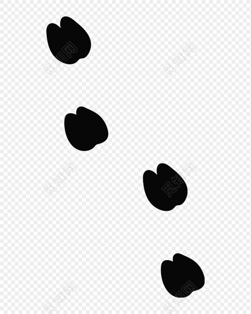 卡通羊驼脚印黑白简笔画素材