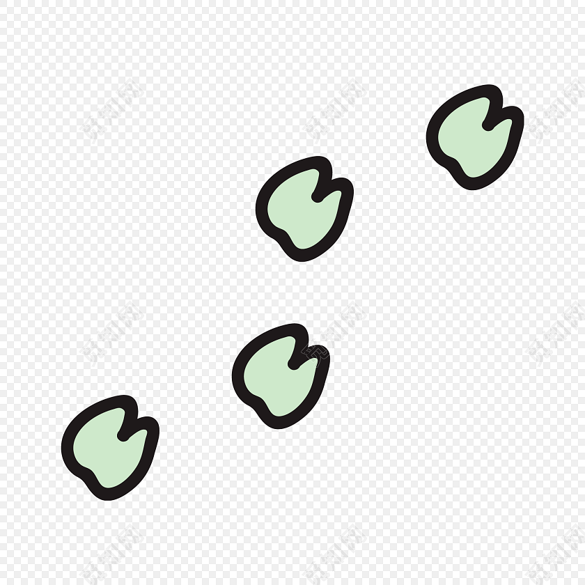 绿色羊驼脚印卡通素材