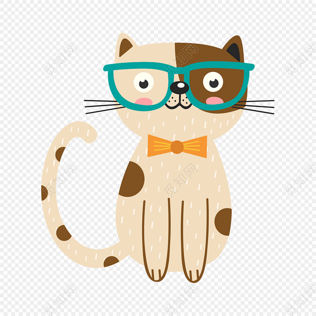 卡通矢量斑点猫设计素材