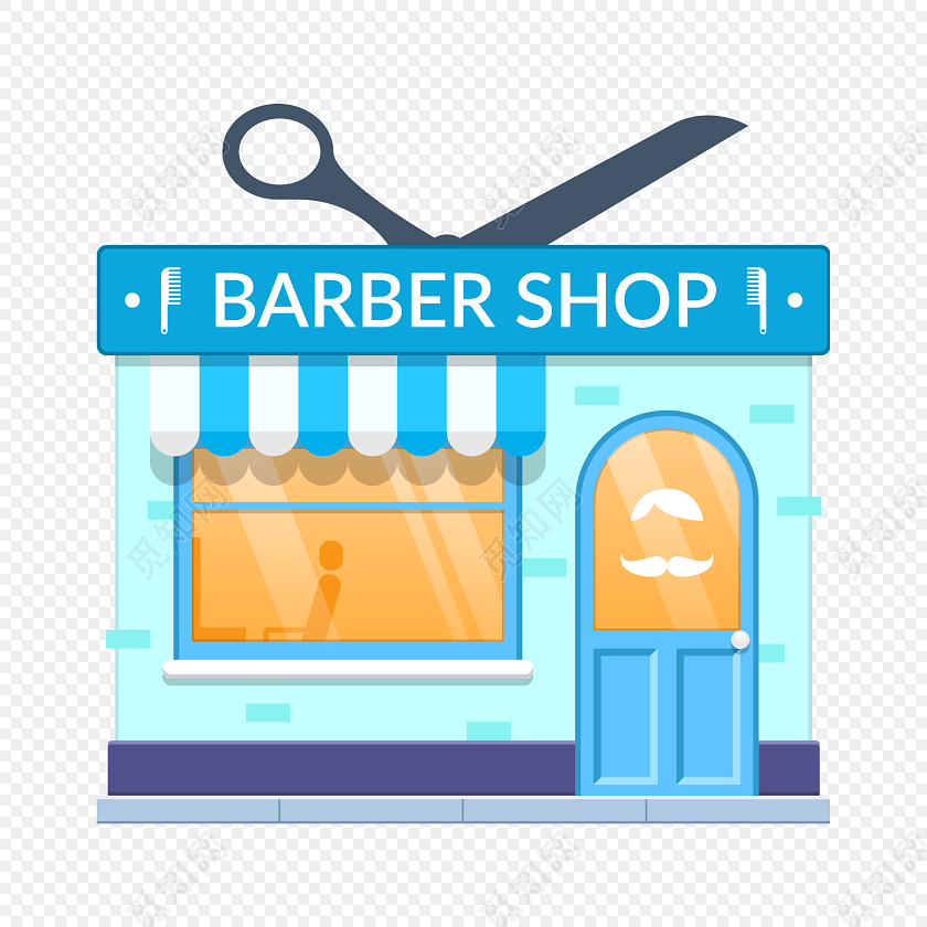 彩色卡通理发店矢量素材