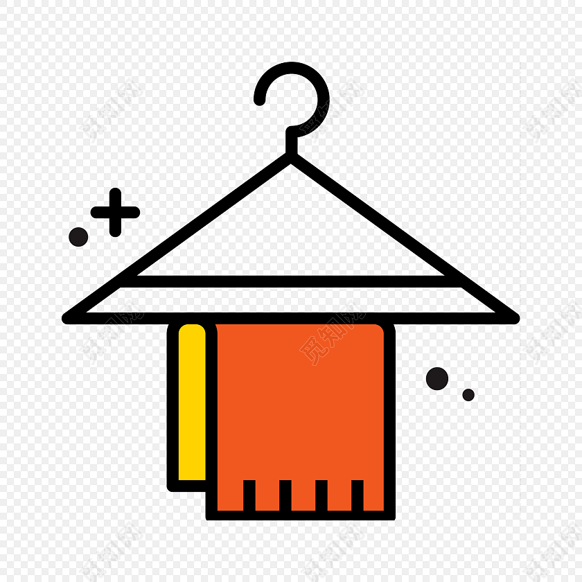 卡通彩色简笔衣架画标签素材