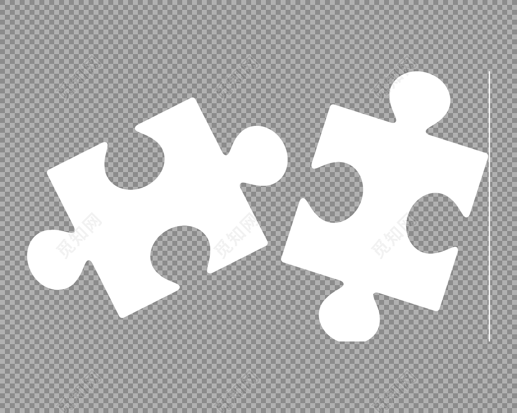 白色简笔画拼图图标素材