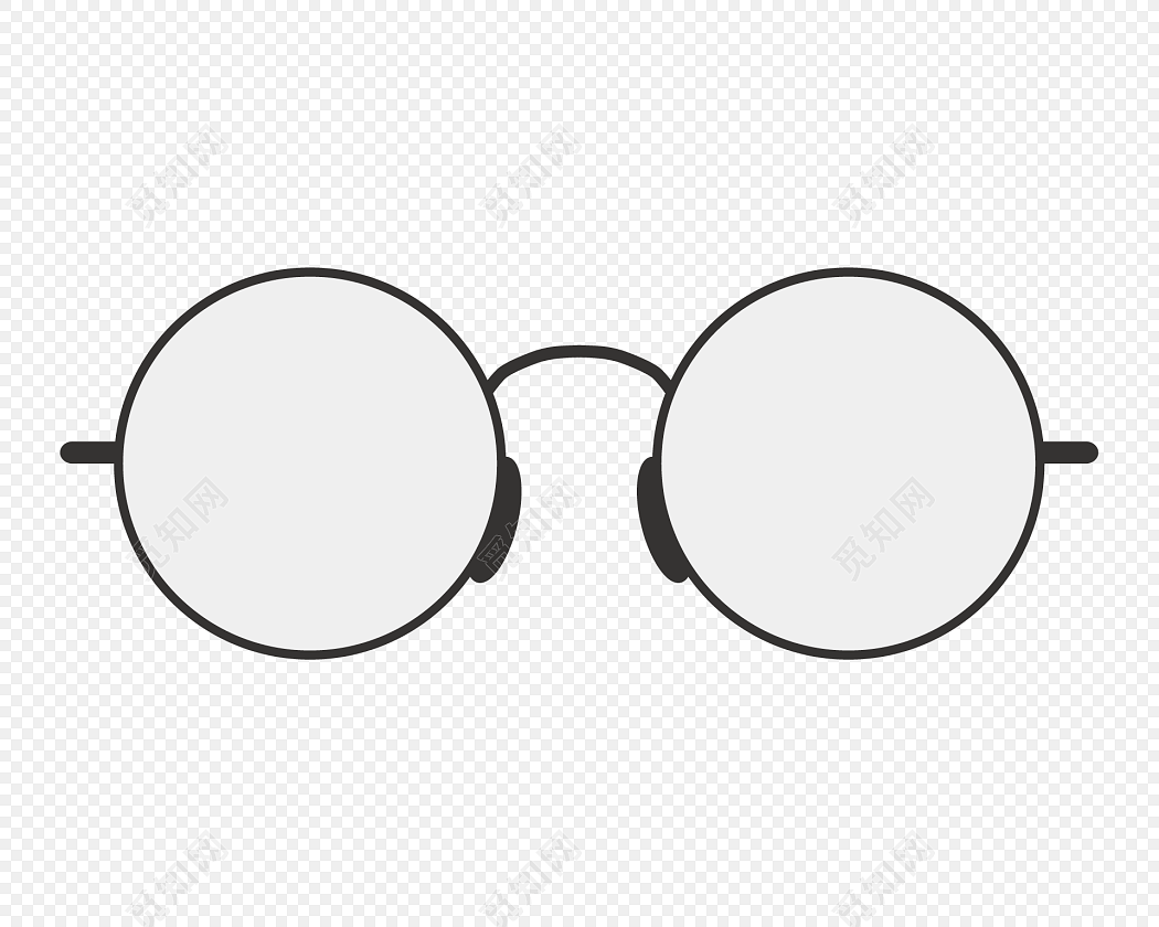 矢量圆形黑框眼镜设计素材