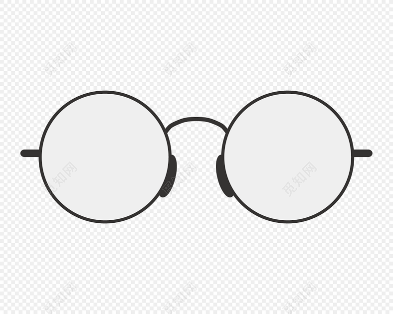 矢量圆形黑框眼镜设计素材