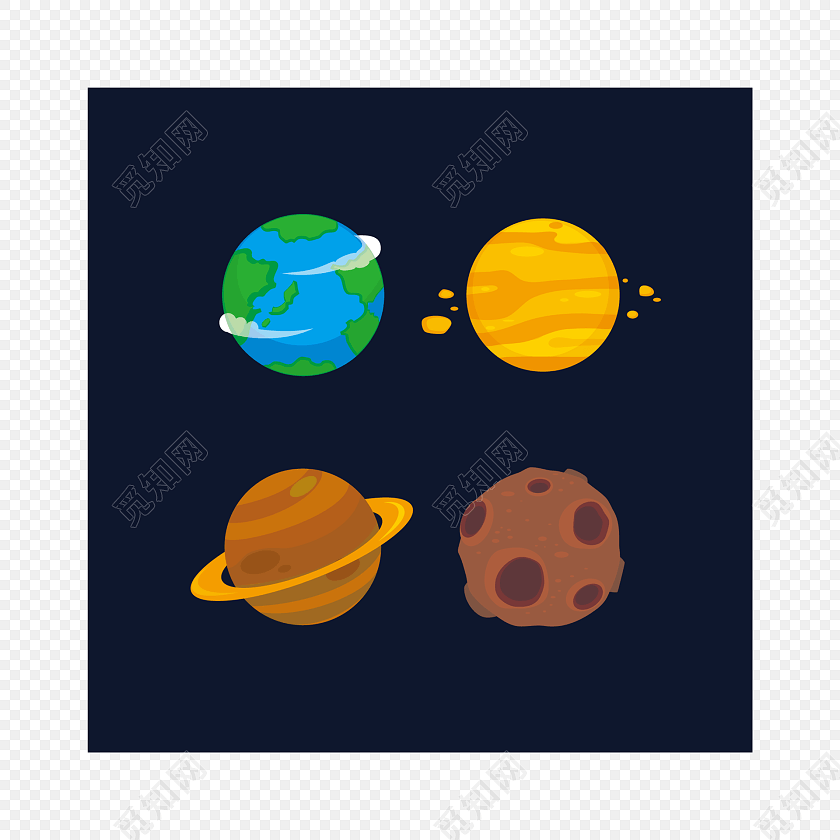 彩色卡通太空星球插画素材