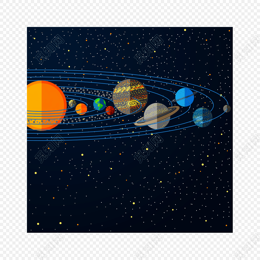 彩色卡通太阳系插画素材