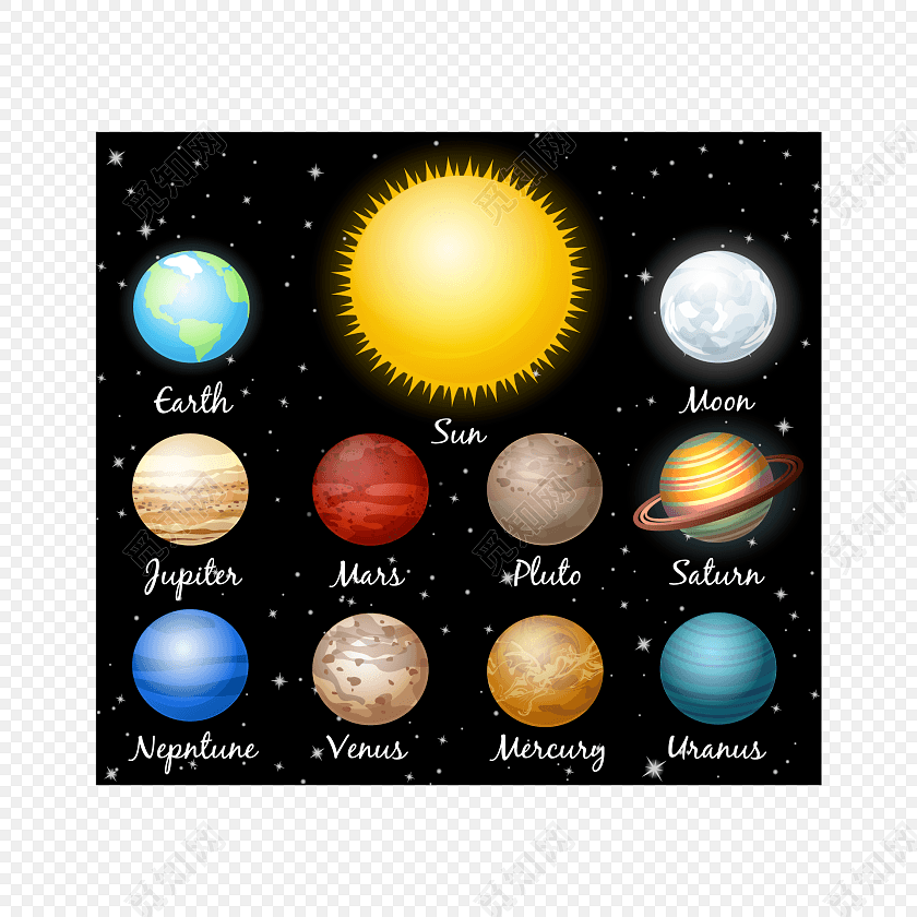 颜色模式: rgb 源文件格式: ai 免费下载ai png素材彩色卡通太空星球