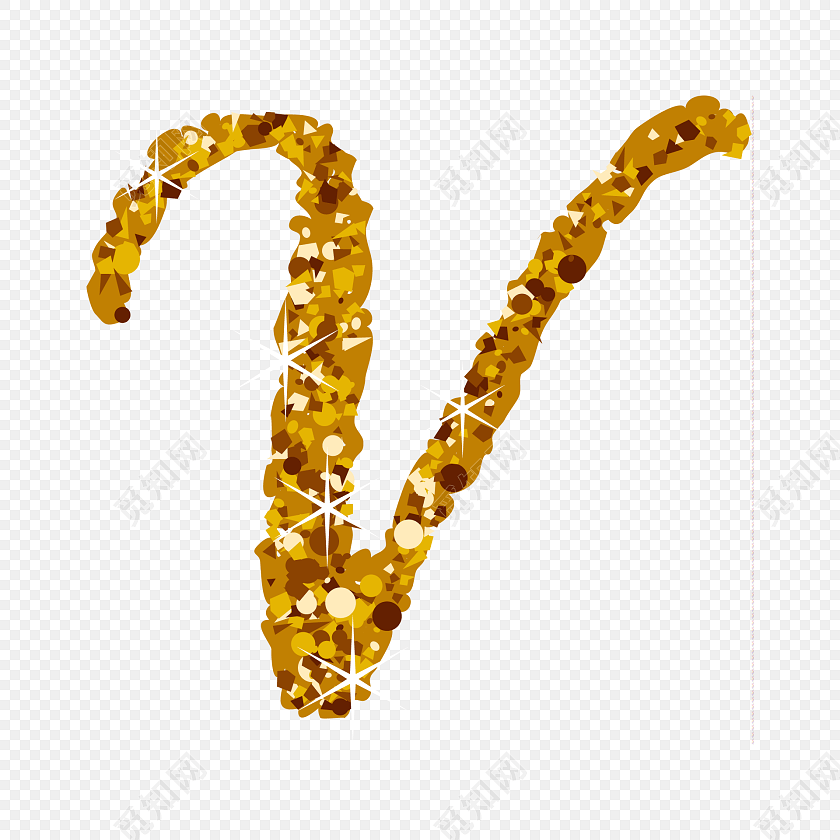 时尚金色艺术字体v免费下载_png素材_觅知网
